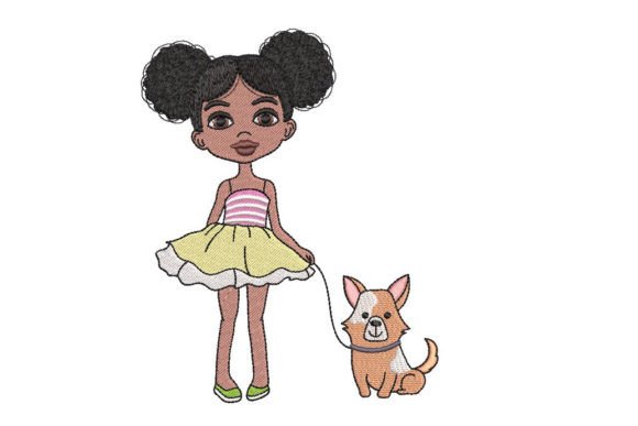 African Little Girl with a Dog