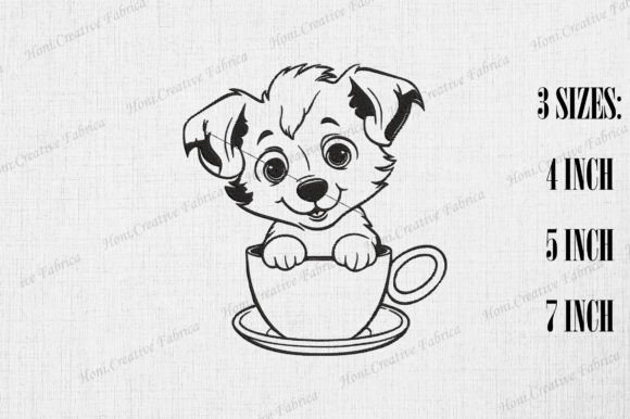 Cute Border Collie Dog in Coffee Cup