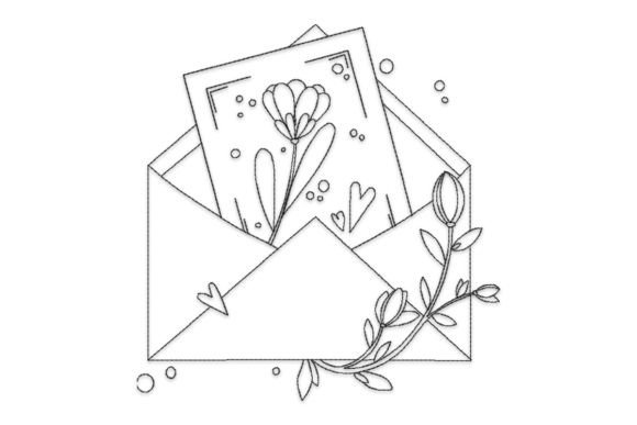 Floral Envelope Embroidery Design