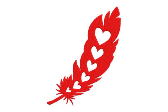 Heart Feather Embroidery Design