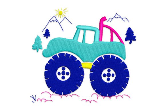 Monster Trucks Embroidery Design