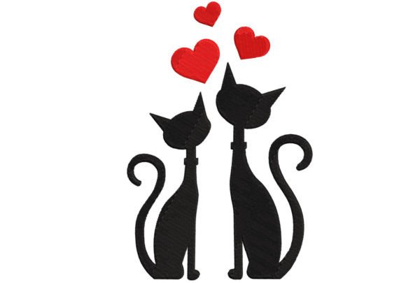 Purr-fectly Stitched Love Couple Cats