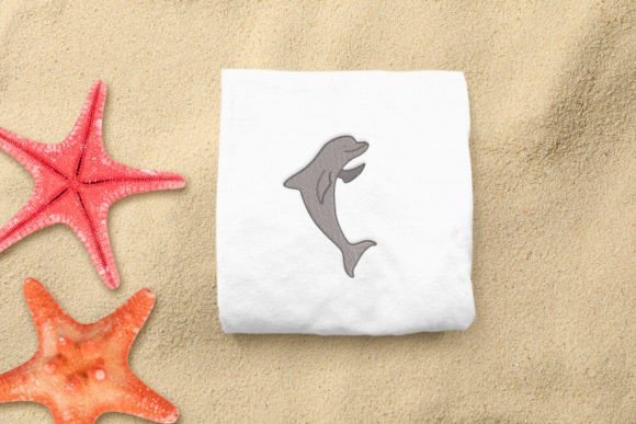 Waving Dolphin Mini: A Charming Marine Embroidery Design