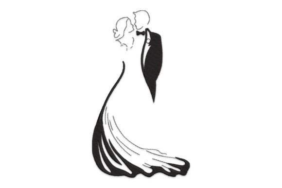 Wedding Bride and Groom Embroidery Design