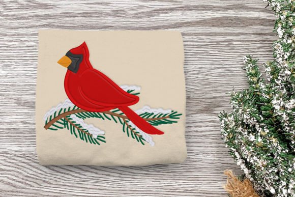 Winter Cardinal on Branch Applique